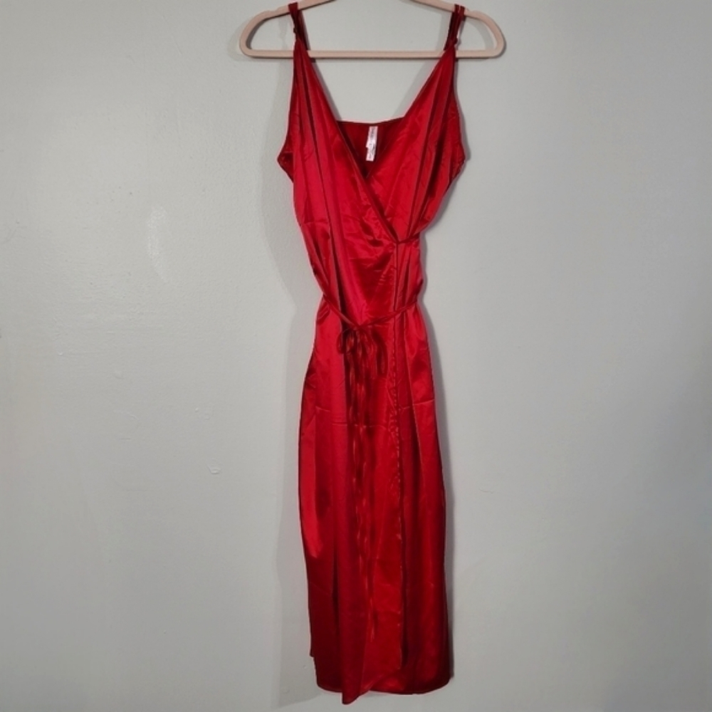 Coquette New Cranberry Diva Long Satiny Dress New XL
